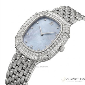 นาฬิกาเพชร AP MOISSANITE ขนาด 30 มม. สายสแตนเลส สตีล อะนาล็อก ควอตซ์ ดีไซน์หรูหรา คริสตัลแซฟไฟร์ ตัวล็อคแบบ Deployment Clasp - Product Image 1