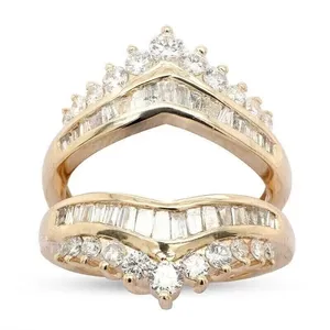 Anillo de Moissanita con Diseño Chevron, Plata de Ley 925, Anillo de Boda Apilable en Forma de V, Joyería Nupcial con Apariencia de Diamante - Product Image 2