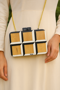 Bolso de Mano de Lujo Hecho a Mano, Duradero, Ecológico, Ligero, de Madera y Resina, con Diseño Geométrico Incrustado, Cadena Cruzada, Personalizado - Product Image 2