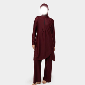2-Piece Modest Unisex Loose Fit Top & Pants Set Color Blocking Spandex/Polyester Fabric Breathable Eco-Friendly All Seasons Wear - Product Image 5