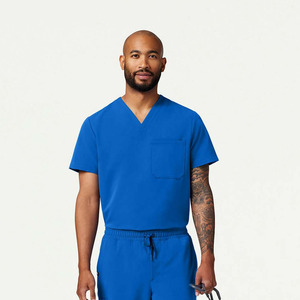 <b>Scrubs</b> Uniform Spandex Woven Fabric Custom Logo Seamless Fusing Short Sleeved Medical Hospital <b>Scrub</b> <b>Sets</b> Men High Quality - Product Image 2