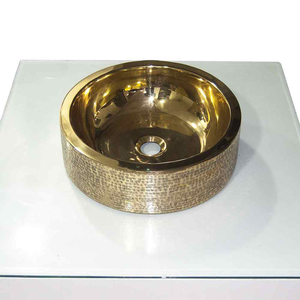 Lavabo de latón para baño con diseño de doble pared exterior, hecho a mano, lavabo decorativo de lujo para el hogar moderno - Product Image 4