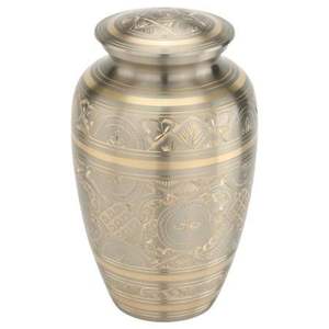 Handcrafted Brass Cremation Urn for Human Ashes - <b>Large</b> Metal Funeral Jar with Enamel Floral Design - Decorative Burial <b>Keepsake</b> - Product Image 5