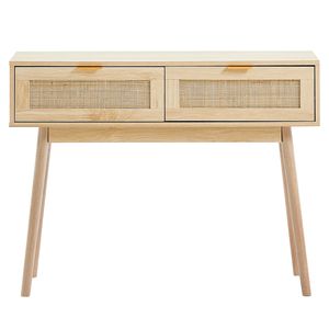 Consolle in Rattan Naturale con 2 Cassetti Contenitori per Ingresso Appartamento, Tavolo da Divano, Soggiorno - Product Image 1