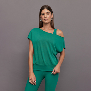 Sweat-shirt tricoté ample à col rond et manches courtes pour femme, épaules dénudées, respirant, grande taille, imprimé, hiver, coupe oversize - Product Image 1