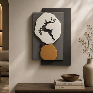 Décoration murale géométrique cerf – Art mural moderne en MDF – Panneau géométrique minimaliste – Pièce décorative suspendue sur le thème de la faune - Product Image 1