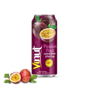 Passion Fruit 490 ml Juice Drink with Pulp VINUT 24 cans per carton can OEM Private Label Vietnam Factory Wholesale Supplier - Product Image 1