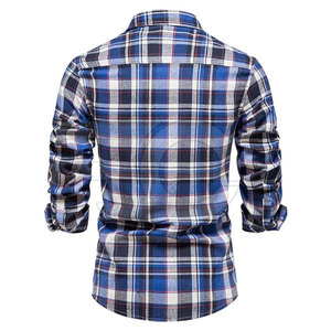 เสื้อเชิ้ตผ้าแฟลนเนลผู้ชาย ลายสก็อต แขนยาว ผ้าฝ้าย นุ่ม สบาย ติดกระดุม แฟชั่น เสื้อทำงานกลางแจ้ง - Product Image 3