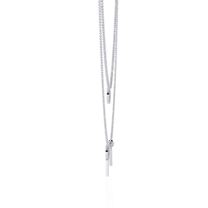 Collar con colgante circular y barra en forma de L de diamante sintético de laboratorio, oro blanco de 10K, 14K, 18K - Product Image 2