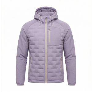 Veste matelassée d'hiver à la mode pour hommes avec capuche manteau à manches longues de couleur unie vente en gros de plumes de canard position du logo avant - Product Image 1