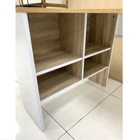 Bureau debout multifonctionnel moderne en forme de L avec armoire en panneau de particules et métal, finition grain de bois blanc, pour bureau à domicile et ordinateur