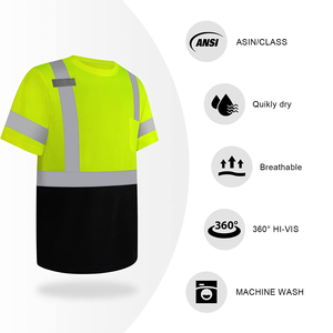 เสื้อยืดแขนสั้นสะท้อนแสงแบบสองสี คอกลม สำหรับงานนิรภัย ราคาโรงงาน ขายส่ง - Product Image 3