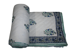 Couette légère, réversible, moelleuse, respirante, durable, toutes saisons, avec un magnifique design coloré, imprimée à la main, en coton de Jaipur, Rajai - Product Image 3
