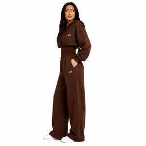 Ensemble de survêtement décontracté pour femme : sweats à capuche zippés et pantalons de jogging à jambes larges en molleton – Tenue athlétique deux pièces – Vente en gros - Product Image 6