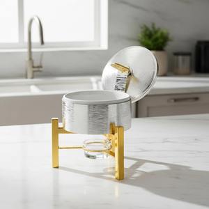 Recipiente para Calentar Comida Tipo Buffet, Moderno, Resistente, Antiadherente, con Recubrimiento de Polvo Metálico Negro, Base de Acero Inoxidable, Porta Combustible de Vidrio - Product Image 5