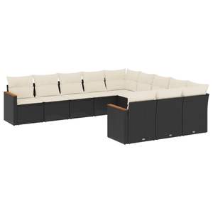 Conjunto de Sofás Modulares Grandes de Ratán Sintético Negro para Jardín - Product Image 2
