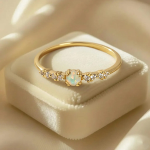 Trendy Dainty <b>Opal</b> Engagement <b>Rings</b> 925 Sterling <b>Silver</b> Oval Cut 18k Micron Gold Plated Romantic Wedding Party Women's Jewelry - Product Image 1