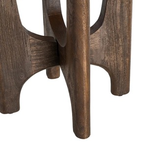Modern Minimalist Dark Walnut Solid Wood Round <b>Nesting</b> <b>Coffee</b> <b>Table</b> & Side <b>Table</b> <b>Set</b> with Pedestal Base for Living Room - Product Image 4