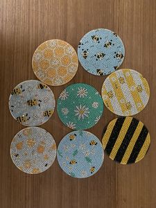 Embroidered <b>Beaded</b> Glass <b>Coasters</b> Colorful Text Lemon Design Classic Handmade Eco-Friendly Durable Customizable Mats for Table - Product Image 4