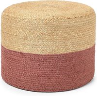 Meilleur prix Pouf rond en jute, tabouret de sol, pouf artisanal indien pour salon et hôtel, console avec incrustations en os
