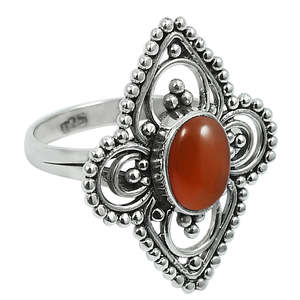 Anillo de plata de ley 925 con piedra de cornalina de corte ovalado, anillo retro con piedra de cornalina natural para ella a un precio razonable. - Product Image 1