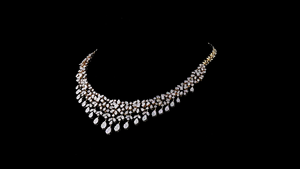 Bridal Illusion Setting <b>Necklace</b> with Lab Grown Diamonds Designer Wedding <b>Statement</b> <b>Necklace</b> Rose Gold Finish Party Jewelry - Product Image 2