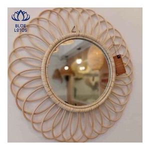 EXPÉDITION LE JOUR MÊME 2026 Miroir en rotin tressé Décoration murale qui élargit l'espace et crée une ambiance cosy pour la maison - Product Image 5