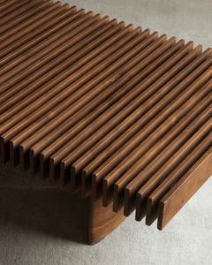 Mesa de Centro Rica Moderna Hecha de Madera de Teca Sólida, Altura Ajustable, Color Marrón Oscuro, para Interiores o Exteriores, Muebles para Sala de Estar - Product Image 4