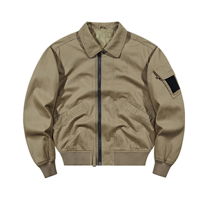 Men's <b>Jacket</b> Solid Color Zipper Closure Casual Autumn Wear Windproof Turn-down Collar Regular Fit - Product Image 1