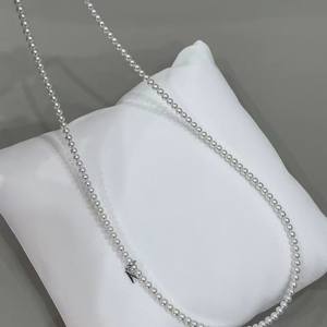 Collar de Perlas de Agua Dulce Naturales de 3-4 mm, S925, Luz Intensa, Cuentas Redondas, Plata Pura - Product Image 3