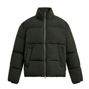 Veste matelassée unie à fermeture éclair sur le devant pour homme, idéale pour l'hiver, tenue décontractée quotidienne, durable, ensemble de vêtements d'extérieur - Product Image 1