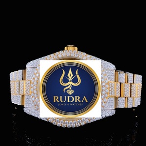 Montres RUDRA JEWELS, montres de luxe en acier inoxydable, mouvement mécanique automatique, sport, élégantes, boîtier carré en moissanite, 39 mm - Product Image 2