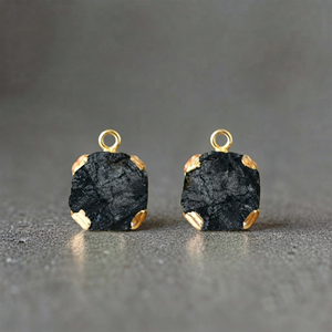 Pendentif tendance certifié en tourmaline noire naturelle brute, forme carrée, plaqué or, pierre de cristal brute pour la fabrication de bijoux - Product Image 5