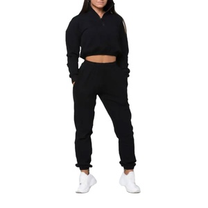 Conjunto Deportivo Informal con Capucha para Mujer, Color Sólido, para Gimnasio y Entrenamiento, Producción Personalizada con Logotipo OEM 2026, Ropa Deportiva Activa 100% Algodón - Product Image 1