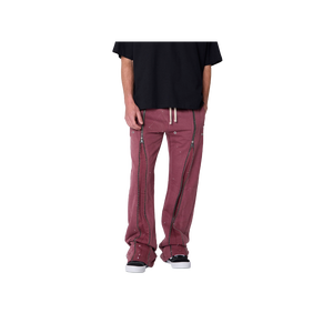 Jean en coton marron coupe droite pour homme, taille mi-haute, coupe ample, décontracté, pour l'automne, avec fermetures éclair, couleur unie, style denim tissé - Product Image 1