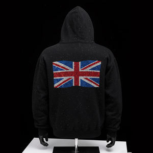 Sweat à capuche unisexe zippé surdimensionné en molleton de coton épais, délavé effet acide vintage, style streetwear personnalisé avec imprimé strass - Product Image 5