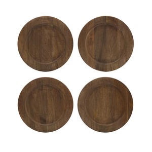 Platos Redondos de Madera, Diseño Minimalista Sólido, Vajilla Duradera, Juego de 4 - Product Image 3