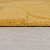 Tapis en laine tufté à la main de luxe jaune moutarde, motif géométrique abstrait circulaire, tapis moderne pour salon, tapis de décoration personnalisé pour la maison