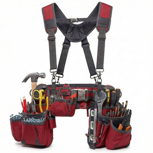 Cinturón de Herramientas Rojo con Tirantes Acolchados, Múltiples Bolsillos para Constructores y Carpinteros, Bolsa para Equipo 2026 - Product Image 6