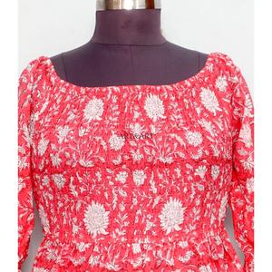 Vestido maxi de algodón 100% puro para mujer, estampado floral indio hecho a mano, manga acampanada, dulce, cómodo, informal, sencillo para la noche. - Product Image 2