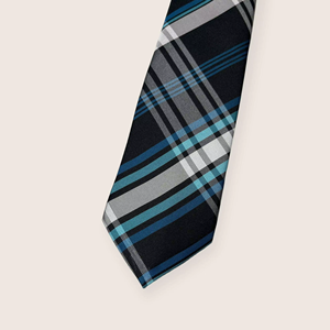 Corbata de Seda a Cuadros Azul de Lujo Bazwil para Hombre |   Corbata a Cuadros de Diseño Premium para Negocios, Bodas, Fiestas y Uso Formal en la Oficina - Product Image 2