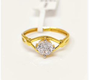 Anillo de Oro Sólido de 22K para Mujer, Oro Amarillo 916 Real con Circonita Cúbica, Anillo de Compromiso Solitario, Joyería Fina Hecha a Mano, Regalo - Product Image 2