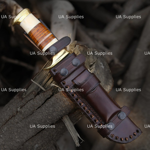 UA Supplies Professional Hand Forged High Carbon Steel Fixed Blade Drop Point Hunting Survival <b>Knife</b> 8 Wood <b>Handle</b> Leather - Product Image 4