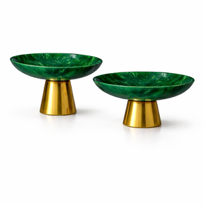 Elegantes Cuencos Decorativos de Resina Amarilla y Naranja con Base Dorada para Decoración del Hogar, Centro de Mesa, Juego de Cuencos de Resina - Product Image 6