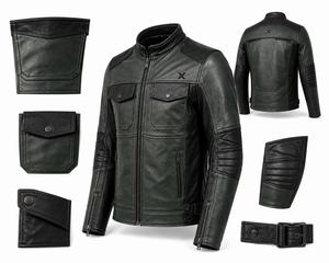 Veste de moto modulaire en cuir utilitaire |   Noir Vert Brun Bleu |   Fabricant OEM ODM |   Qualité de conception haut de gamme |   Vêtements de course - Product Image 6