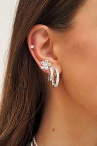 Emerald Cut Lab Grown Diamond Huggie Hoop <b>Earrings</b> Small Hinged Stacking Luxury Hoops 14K Gold Channel Set 12.55mm Everyday Wear - Product Image 4