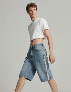 Shorts de Mezclilla para Hombre, Casuales, Holgados, Personalizables con Bordado e Impresión, Estilo Baggy - Product Image 4