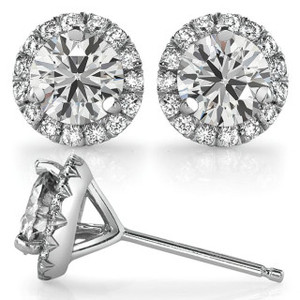 Customized 18k SOLID Gold <b>Stud</b> Diamond Premium Round Lab Grown Diamond & Diamond Halo Martini <b>Stud</b> <b>Earring</b> Jewellery For Women - Product Image 1