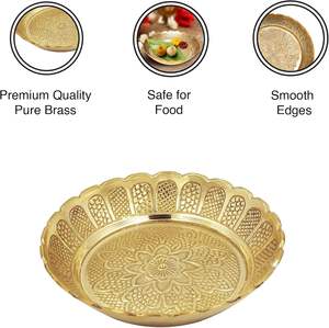 Juego de Platos Nakshi de Latón Grabado de 11 cm (Paquete de 5) – Platos Decorativos Rituales Indios para Puja, Meditación y Decoración Festiva. - Product Image 6