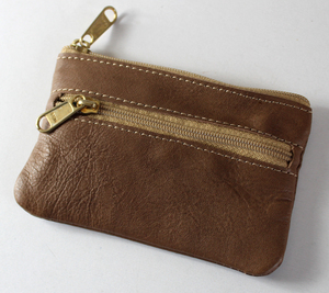 Vintage Style <b>Hand</b>-Stitched Leather Cosmetic Storage Pouch With Zipper Closure Natural Tanned Leather Coin Pouch <b>Filing</b> Product - Product Image 5
